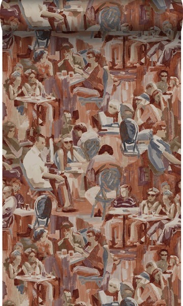 Tapete mit Caféhaus-Szene