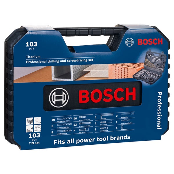 Bosch Logo 103-teiliges Titan-Bohrer- und Schrauberbit-Set im Koffer