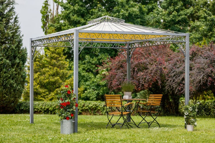 Pavillon ELEO Genua 3 x 3 m feuerverzinkt | mit Sonnensegel ecru