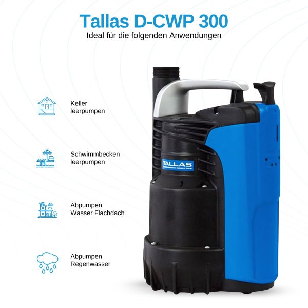 Tallas D-CWP 300 Schmutzwasserpumpe in Schwarz und Blau