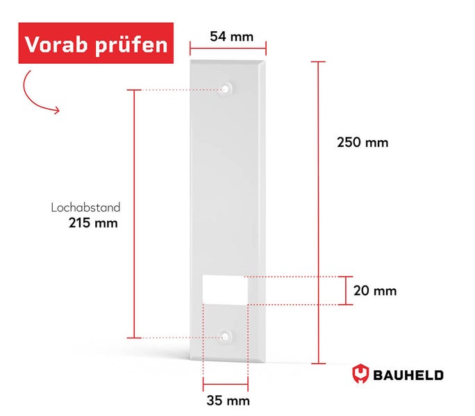 Technische Zeichnung einer Bauheld Gerätehalterung mit Maßangaben