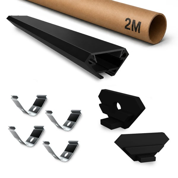 LED Aluminium Profil Set inklusive Halteklammern und Endkappen für LED Streifen