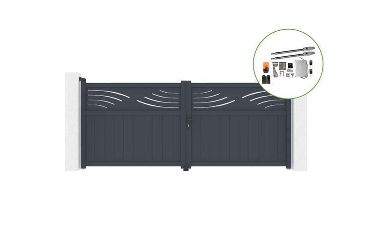 Drehtor 3,4 m HALTI H.140 cm Aluminium + TANKER B250 Motorisierung