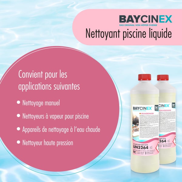 Zwei Flaschen Baycinex Grundreiniger für Pools