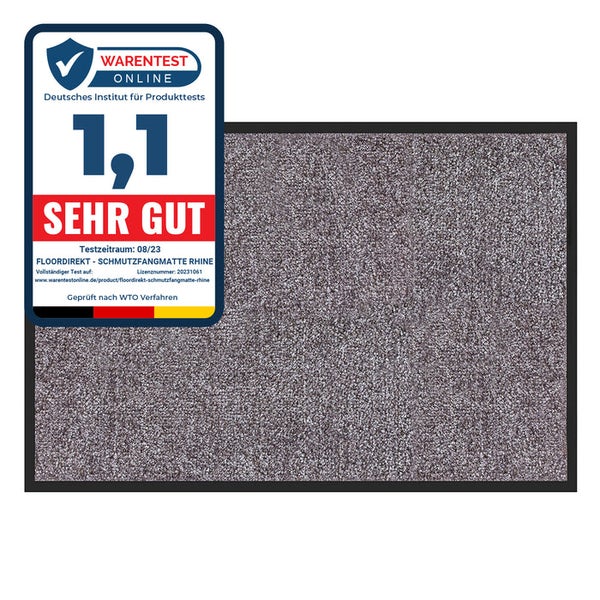 FLOORDIREKT Fußmatte Rhine - Unicolor - Schmutzfangmatte für Innen & Außenbereiche - Beige-Grau - 90 x 300 cm