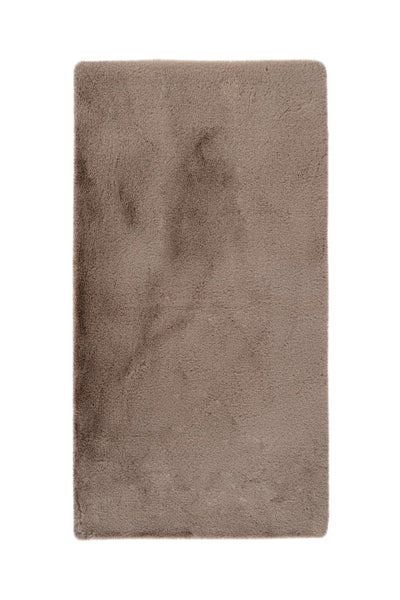 Kurzflor Teppich Enchantia Dunkelbeige 22 mm Uni 70 x 130 cm