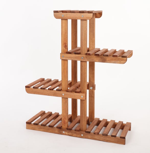 Blumenständer FLORACK HxBxT 82x68x25cm 5 Ablagen Kieferholz Braun