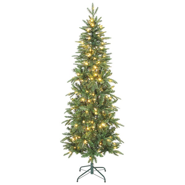 Schmaler künstlicher Weihnachtsbaum mit Beleuchtung auf Ständer