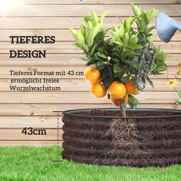 Outsunny Hochbeet aus Stahl, Pflanzbeet Frühbeet Gartenbeet stapelbar Blumenkasten steckbar Pflanzkasten 120x120x43cm Gemüsebeet für Garten Balkon Terrasse, Pflanzkübel für Blumen, Pflanzen