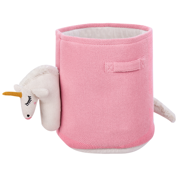 Rosa Stoffaufbewahrungskorb mit Einhornapplikation