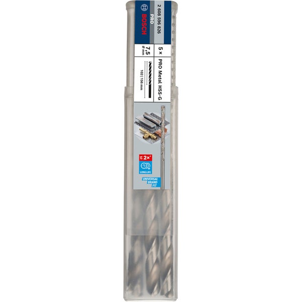 Bosch PRO Metal HSS-G Spiralbohrer 7,5 x 102 x 156 mm - 2608596826