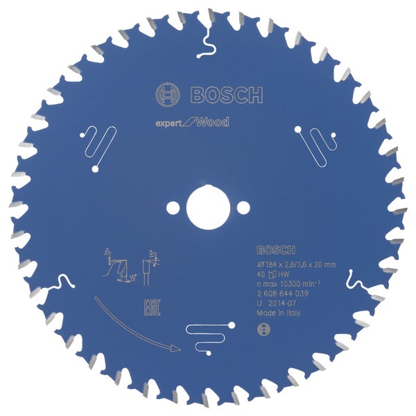 Bosch Kreissägeblatt Expert for Wood für Handkreissägen 184 x 20 x 2,6 mm 40 - 2608644039
