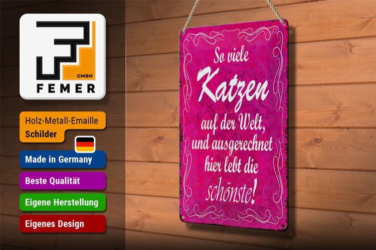 Blechschild Spruch 20x30cm so viele Katzen auf der Welt