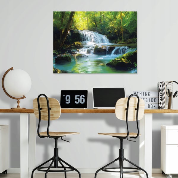 Bilder Wasserfall Natur Leinwandbild Wandbild Wanddeko Schlafzimmer 120X80 cm