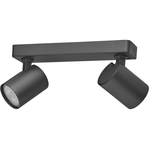 Bora Deckenstrahler inklusive GU10 Leuchtmittel 400lm 2700K warmweiß 4,8W 230V Spotbalken 2-flammig schwenkbar Schwarz für optimale Beleuchtung