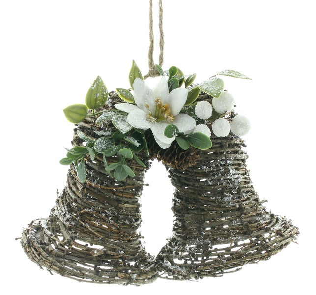 FRANK FLECHTWAREN | Glöckchen Christrose, ca. 25 x 14 x 15 cm, BIRKE, METALL, KUNSTSTOFF,