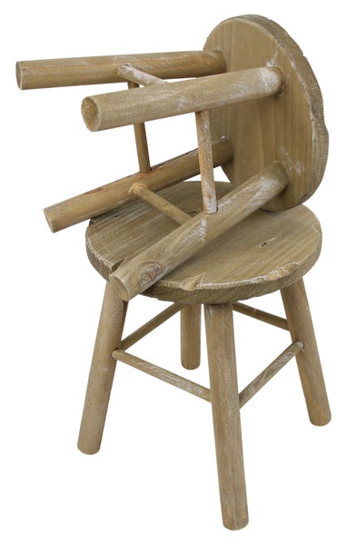 FRANK FLECHTWAREN | Holzhocker Rund, 2er Set, PINIE, Ø 25 x 28 cm, Ø 30 x 34 cm