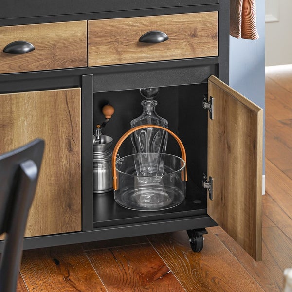 Küchenwagen mit Schubladen, Tür und Rollen zur Aufbewahrung von Küchenutensilien