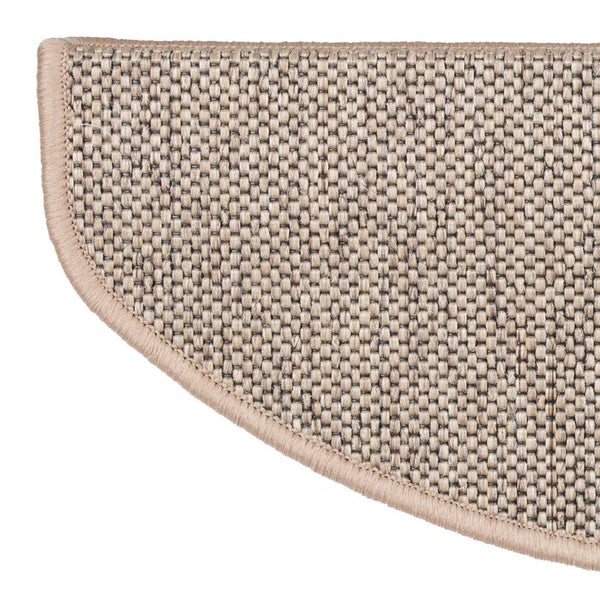 FLOORDIREKT Stufenmatte Sabang - Sisaloptik - Gekettelter Rand & Selbstklebend - Beige - 23,5 x 65 cm - Halbrund