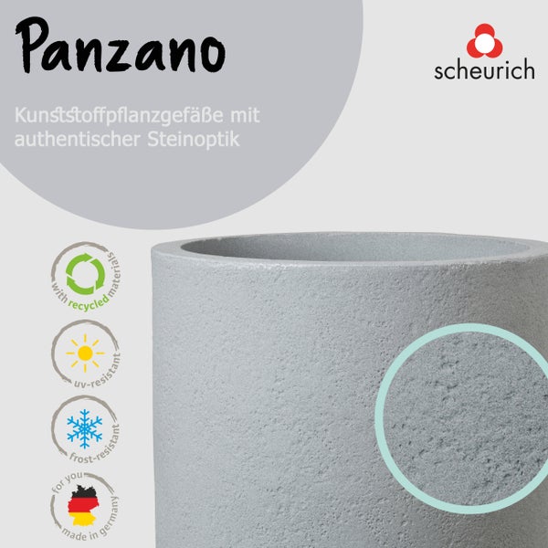 Scheurich Panzano 40, Pflanzgefäß/Blumentopf/Pflanzkübel, rund,  aus Kunststoff Farbe: Stony Grey, 38,6 cm Durchmesser, 32 cm hoch, 36 l Vol.