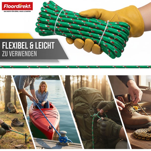 Grünes Multifunktionsseil im Einsatz für Outdoor Aktivitäten