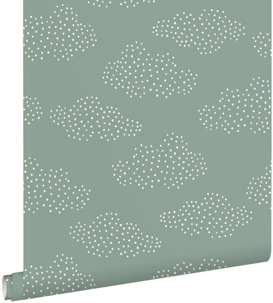 ESTAhome Tapete kleine Wolken Blaugrün - 50 x 900 cm - 131222