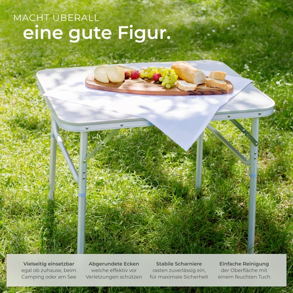Campingtisch tectake Lothar 75 x 55 x 68 cm klappbar grau