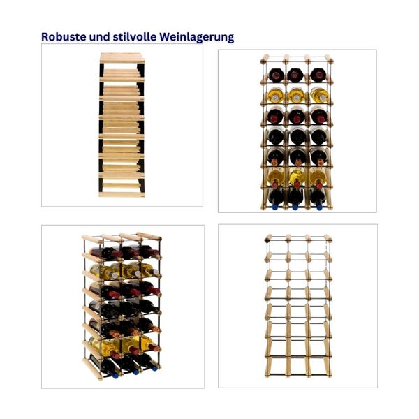 PROREGAL Modulares Weinregal Vinotega Mod Metal HxBxT 72,5 x 32,5 x 24,5 cm 3 x 7 Flaschen Massives Kiefernholz Natur
