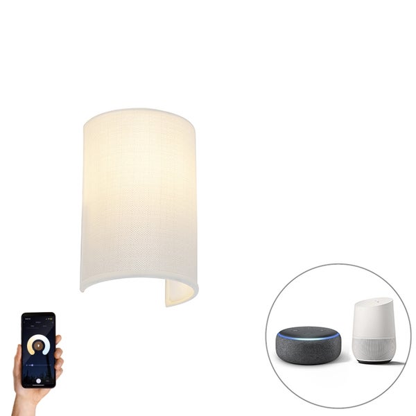 Smarte Wandleuchte weiß inkl. WLAN A60 - Simple Drum Jute