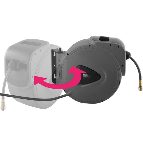 Druckluftschlauch mit Trommel tectake  inklusive Montagematerial mit ¼ Zoll Schnellkupplung grau