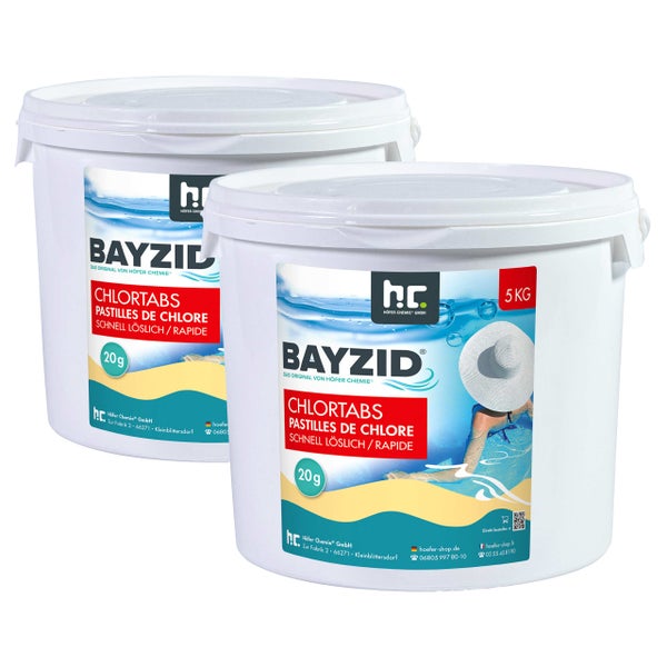 Zwei Eimer Bayzid Chlortabletten à 20 Gramm