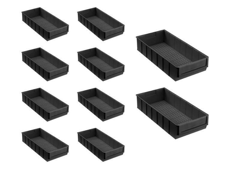 PROREGAL SparSet 10x Leitfähige Indurstriebox 400 B HxBxT 8,1 x 18,3 x 40 cm 4,7 Liter ESD Sortimentskasten