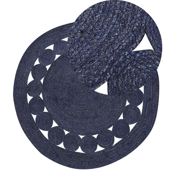Teppich KOYUNLU Dunkelblau ø 120 cm Jute