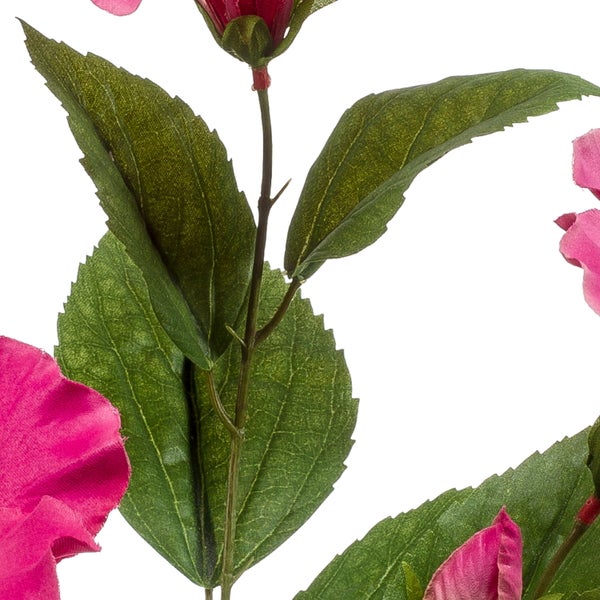 Künstliche Gloriosa-Blume mit grünen Blättern und rot-gelber Blüte für die Dekoration