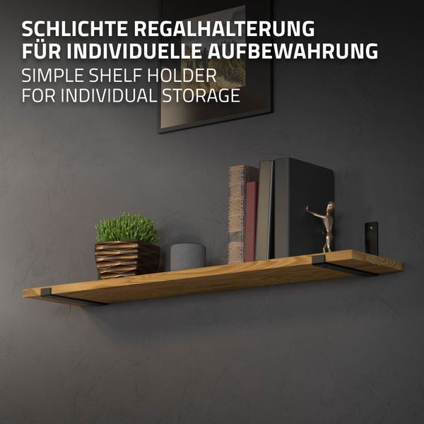 ML-Design 8 Stück Regalhalterung, 25x4x14 cm, Schwarz, Metall, 10 Zoll Regalhalterungen, Industrielle Regalwinkel, Regalträger für Wandmontage, 90 Grad Wandhalterung, L-Form Wandregal, inkl. Schrauben