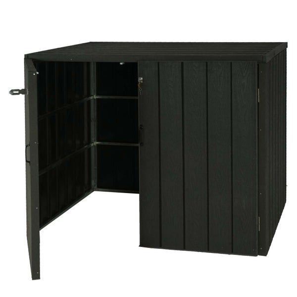 Offener Gartenschrank mit Regalen