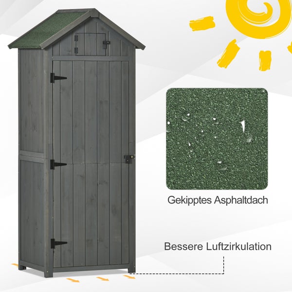 Geräteschrank aus Holz mit Asphaltdach für den Aussenbereich