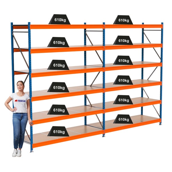 Schwerlastregal mit mehreren Regalböden, Traglast 610 Kilogramm