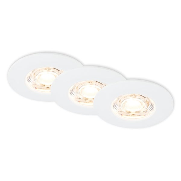 BRILONER KULANA MINI LED Einbaustrahler Bad, 3er Set, IP44 Spritzwasserschutz, Flaches Design, Warmweißes Licht, weiß, 6,5 x 2,5 cm