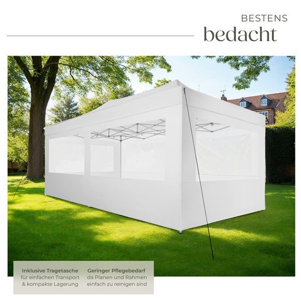 Pavillon tectake Viola inklusive Spannseile, Heringe und Tragetasche mit Aluminiumgestell weiß