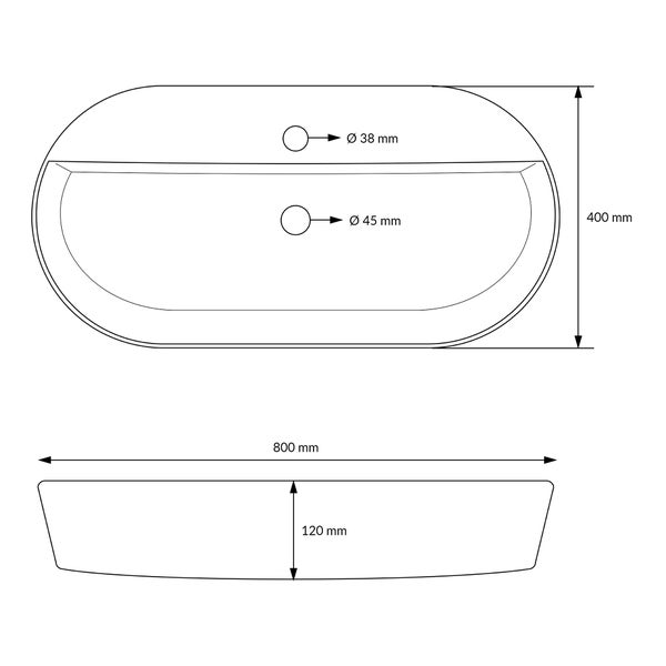 ML-Design Waschbecken aus Keramik in Weiß 80x40x12 cm Oval inkl. Ablaufgarnitur, Moderne Aufsatzwaschbecken, Design Waschtisch Aufsatz-Waschschale Waschplatz Handwaschbecken, für Badezimmer/Gäste-WC