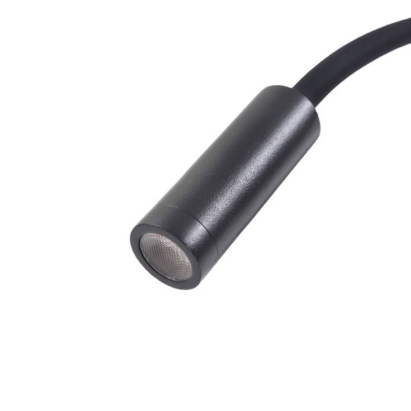 Zylindrischer LED-Lampenkopf an einem flexiblen Schwanenhals.