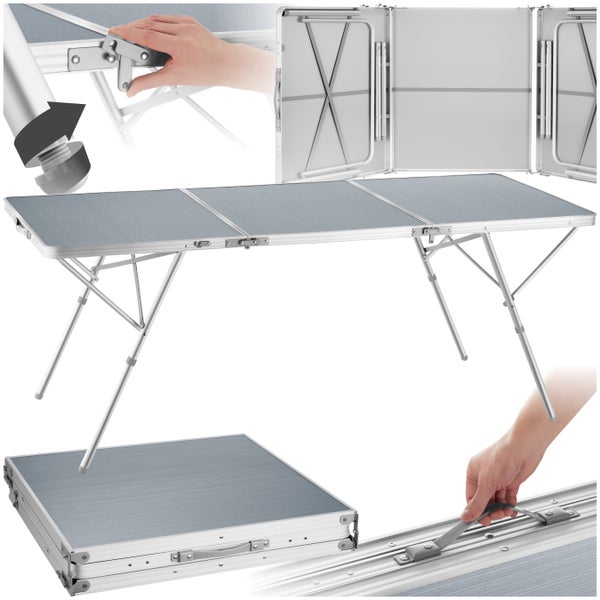 Campingtisch tectake Jumbo 180 x 70 x 70,5 cm klappbar silber