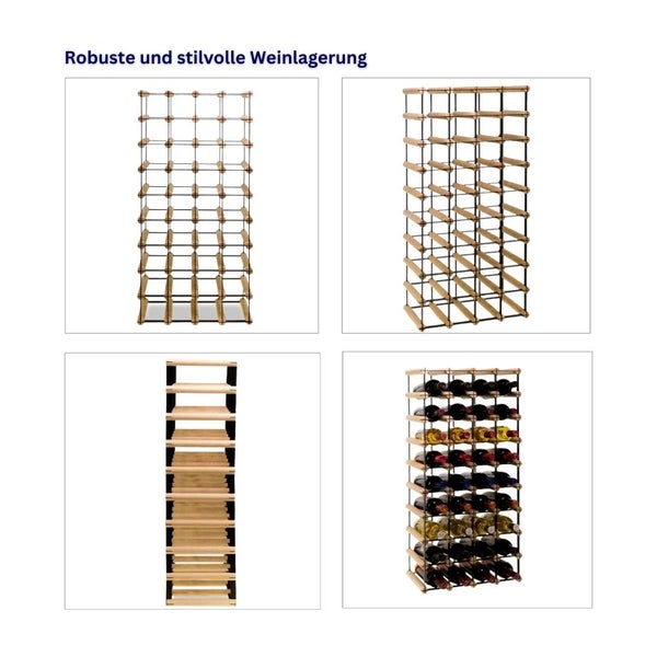 PROREGAL Modulares Weinregal Vinotega Mod Metal HxBxT 92,5 x 42,5 x 24,5 cm 4 x 9 Flaschen Massives Kiefernholz Braun Geölt