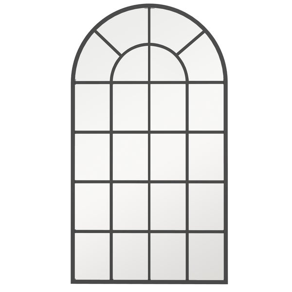 HOMCOM Wandspiegel Garderobenspiegel 110 x 65cm Flurspiegel mit Metallrahmen Hängespiegel Wohnzimmerspiegel für Schlafzimmer Schwarz