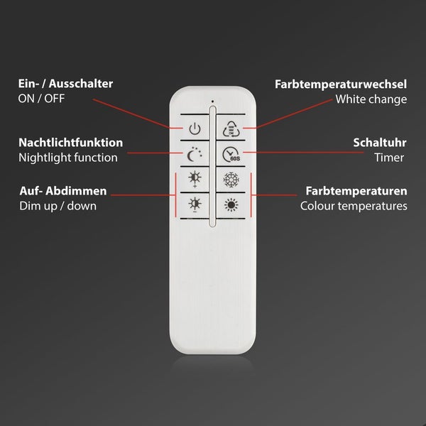 LED Deckenleuchte Wandlampe CCT dimmbar Fernbedienung 40W silber Metall Briloner