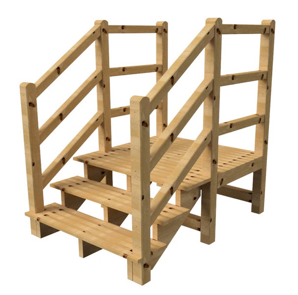 Holztreppe mit Geländer für den Garten
