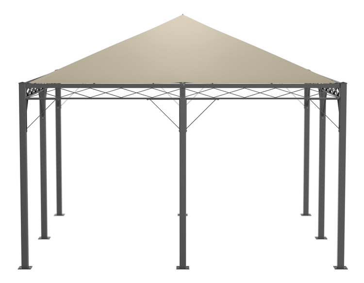 Pavillon ELEO Torino 4 x 4 m anthrazit - pulverbeschichtet | mit Sonnensegel ecru
