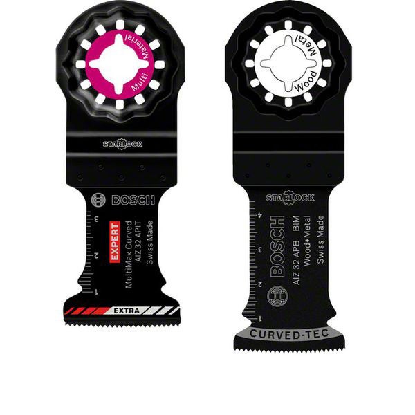 Zwei Bosch Starlock Sägeblätter für Multimaterial und Holz plus Metall
