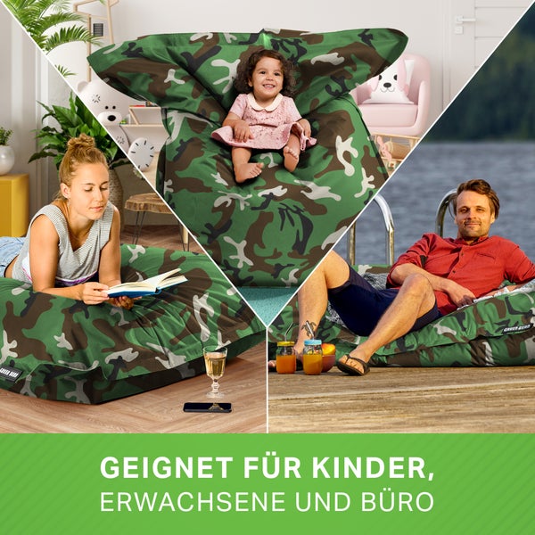 Green Bean Sitzsack XXL 140x180cm 380 Liter Kinder & Erwachsene Bean Bag EPS Perlen Füllung Riesensitzsack Groß Draußen Outdoor Liegekissen Waschbar Wetterfest Lounge Sitzkissen Bodenkissen Türkis